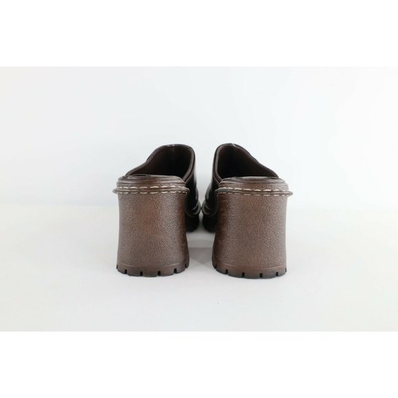 Vintage 90s Grunge Goth EDM Womens Size 8 Chunky Lace Platform Heels Shoes Brown - Picture 6 of 12